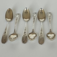 Sechs Kaffee Löffel Silber 800 Lutz & Weiß Pforzheim Gründerzeit Handgraviert