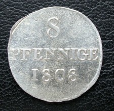 Sachsen König Fr. August III.(I.) 1763-1827 - 8 Pfennig 1808 H Billion in ST/VZ