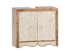 Waschbeckenunterschrank weiß Delhi massiv Holz Badmöbel Badschrank Landhaus 