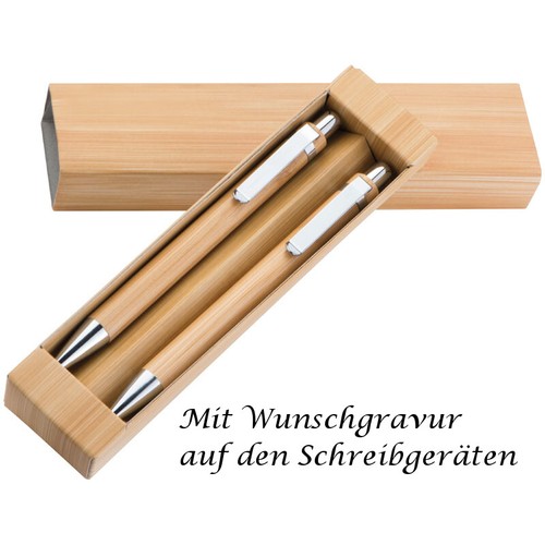 Bambus schreibset mit gravur - mit,