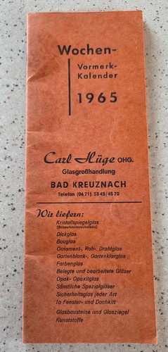 Wochen vormerk kalender 1965 - wochen,