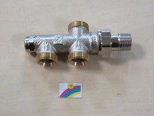 Heimeier Duolux Einrohrverteiler Einrohr Verteiler vernickelt mit Absperrung