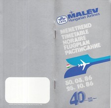 [e80] 2x Flugplan/ Timetable - Malev Hungarian Airlines - Sommer - summer - 1986