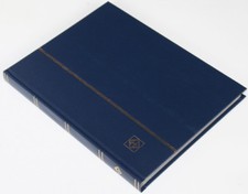 32 weiße Seiten LEUCHTTURM Einsteckbuch Briefmarkenalbum Einband dunkelblau