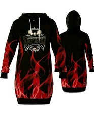 Yakuza Long Hoodie Kleid  M Schwarz/rot Flammen Burn It "I'm An Angel You Ass"