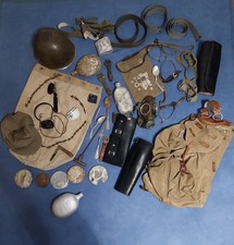 Militaria Konvolut Bodenfunde WK2 Wehrmacht Stahlhelm Sporen NVA Rucksack Riemen