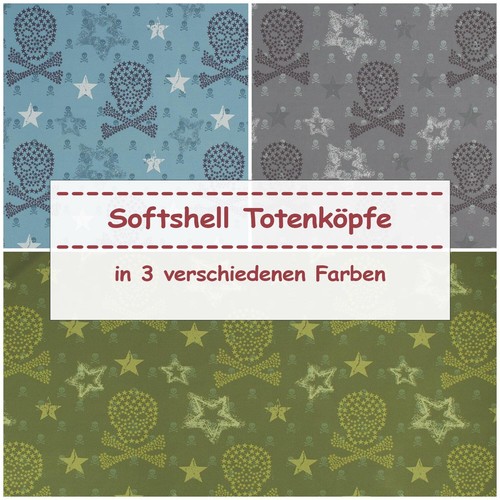 Softshell stoff totenköpfe - softshell,