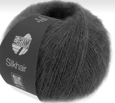 (kg/298€) Silkhair Lana Grossa 2x25g Fb.183 anthrazit Kid Mohair Seide PORTOFREI