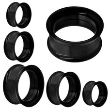 Tunnel Ohr Plug Piercing Acryl Double Flared schwarz zum Schrauben 12 14 18 20 22 mm