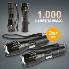 2x Taktische CREE Taschenlampe | 1000lm LED Taschenleuchte Flashlight 500m Zoom
