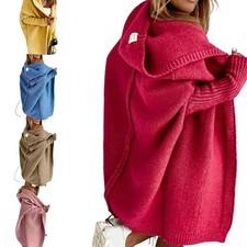 2025 NEU Damen Langarm Strickjacke Mantel Kapuze Cardigan Outwear Winter Warm ﻿