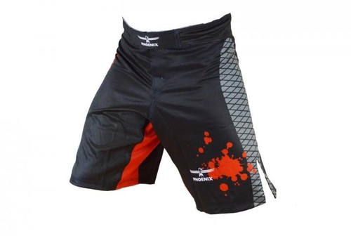 Mma shorts schwarz rot grau - shorts, schwarz-rot-grau