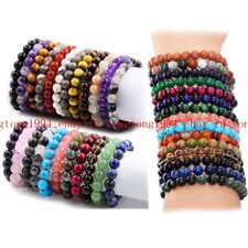 Hübsch 8mm Natürlich Mehrfarbig Rund Edelsteine Perlen Armband Schmuck 19cm