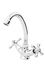 Zweigriff retro Waschtisch Armatur Waschbecken Wasserhahn nostalgie Kreuzgriff