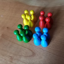 Holz-Spielfiguren - Kegel, 4x4 Stück für "Mensch ärgere dich nicht"