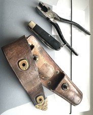 US Army WW2 Signal Corps Set mit Zange  Messer Ledertasche