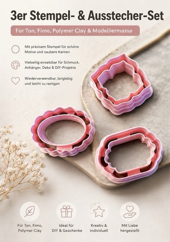3er stempel ausstecher set - 3er, stempel-