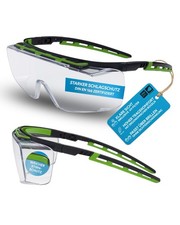 PRO FIT Arbeitsschutzbrille mit klarer Scheibe, für Brillenträger - Schwarz/Grün