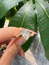 18K Gelbgold Verlobungsring 1,5ct IGI Labordiamant Tropfen Solitär Diamantring