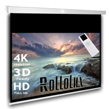 Rollolux Heimkino Beamer Motorleinwand 220 x 170 (214x120)cm 16:9 97" HDTV 4K 3D