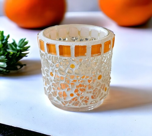 Mosaik windlicht orange - windlicht,