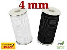 Gummikordel 4mm Hutgummi Gummiband Rundgummi Gummischnur Stark Weiß Schwarz