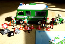 Playmobil 3160 Einsatzbus Bus Mannschaftswagen, Figuren, Motorrad, Zubehör A