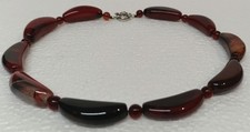 Kette, Halzkette, Schmuck, Modeschmuck, ca 52cm, braun/rot/schwarz