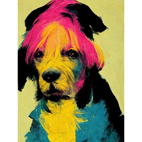 Pop art hund hellrosa - hellrosa, gelb
