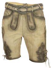 kurze Lederhose Trachtenlederhose Latz zum Knöpfen Gürtel Plattlerhose bestickt