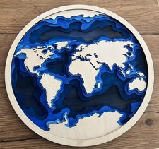 Weltkarte 3d Multilayered Bild Holz Kunst