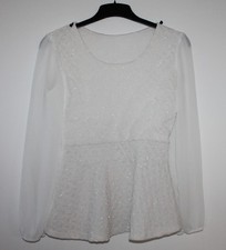 Made in Italy Peplum Shirt fester Glitzer Stoff Chiffon Ärmel Gr.38 40