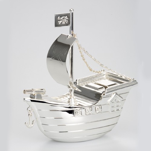Spardose schiff silber urlaub - schiff,