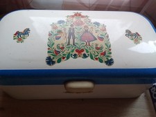 alter Emaille Brotkasten Vintage, gebraucht 47x25x14 Cm , Retro 