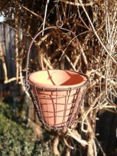 Pflanzkorb Gitter inkl. Topf Blumenampel Hängetopf Gartendeko Terracotta Metall