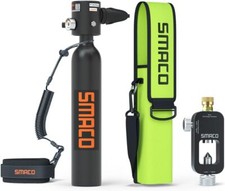 SMACO Mini Tauchflasche 0,5L Sauerstofftank + Tankeinfülladapter + Tasche