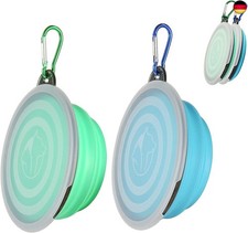 SLSON 2 Stück Faltbare Reisenäpfe,Haustier Hundenapf mit Deckel und Haken T