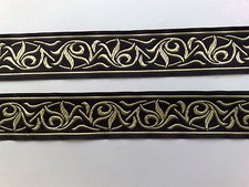 10 Motive wählbar 2m Borte Webband Blumen 35mm breit Farbe:schwarz/gold