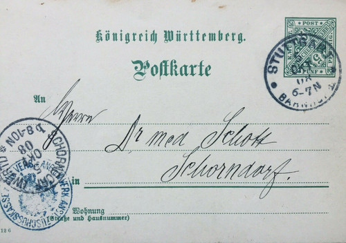 Württemberg 1908 postkarte - württemberg,