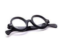 Runde Brille Schwarz Dick Acetat Doktorbrille Corbusier Design Big Round Italy