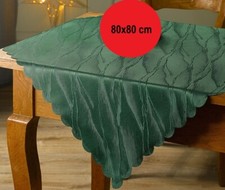 Tischdecke grün 80x80cm schönes Jacquard-Muster Languettenrand pflegeleicht