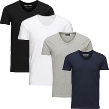 Jack Jones T-Shirt Herren V Neck 3-4er PACK Basic S M L XL XXL Kurzarm T Shirt