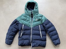 Nike Daunen Winter Jacke Herbst Gr. L Blau Türkis Puffer Bomber Kapuze Gebraucht