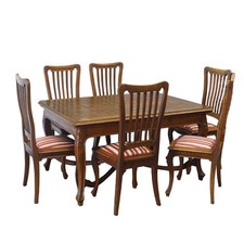 Tischgruppe antik Tisch ausziehbar mit 6 Stühle Eiche L: 145-257 cm -11845-