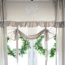 MATHILDE cappuccino 100x120cm Raffrollo Gardine Raffgardine Shabby Franske Boho