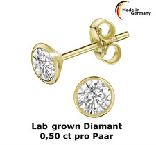 Einzel Ohrstecker Lab Grown Diamant 0,25ct. 585 Gold 4,3 mm NEU 14 Karat