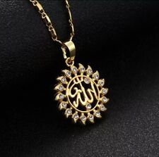 Damen Kette Allah Muslim Kristall Anhänger Halskette Schmuck Gold Modeschmuck