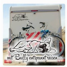 Französische Bulldogge entspannt reisen Auto Aufkleber Wohnmobil WOMO WoMo204