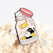 1x Anstecknadel Brosche Pin Katzen Babys Antidepressiva GlitzerInsel 00959