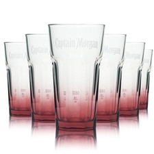 6x Captain Morgan Glas 0,34l Tumbler Longdrink Cocktail Gläser Kontur Rottönung